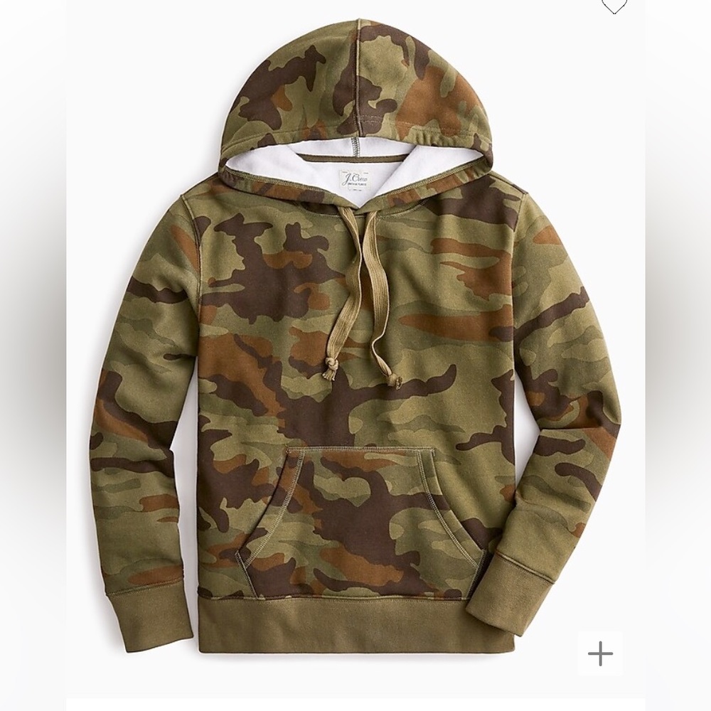 J Crew Supercozy vintage fleece hoodie sweatshirt in camo size M